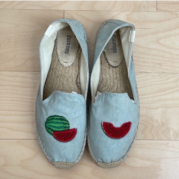 Soludos Watermelon Chambray Espadrilles Size 9 - Picture 8 of 9